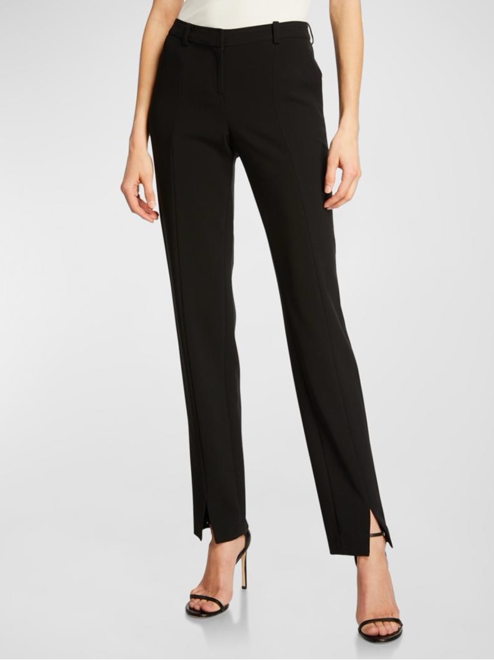 St. John Jennifer Black Crepe Marocain Ankle Pants Size 6
